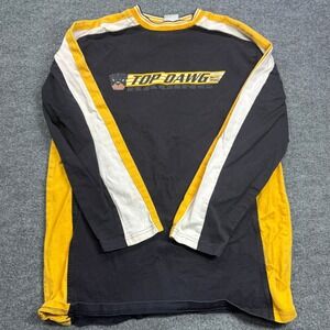 Top Dawg Racing T Shirt Mens L Black Yellow Graphic Streetwear Moto Long Sleeve